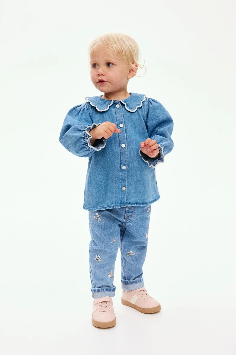 H&M Scalloped denim blouse